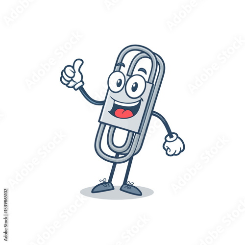 Animated Paperclip: A cheerful, animated paperclip with a welcoming thumbs-up gesture and expressive eyes, exuding a friendly and helpful vibe.