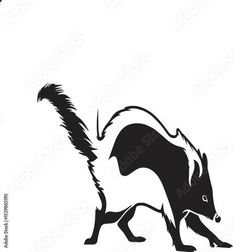 Alert Skunk Silhouette Ready to Spray