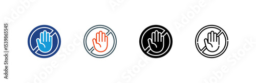 Stop Violence icon set multiple style collection