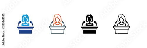 Politician icon set multiple style collection
