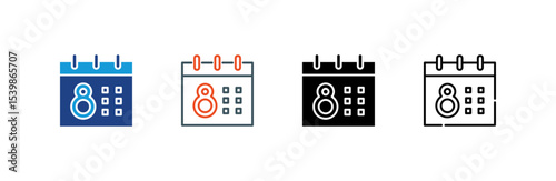 March 8 icon set multiple style collection