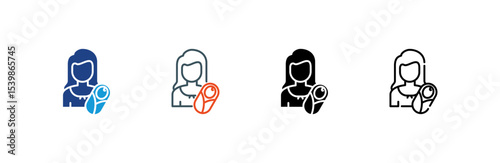 Mother icon set multiple style collection