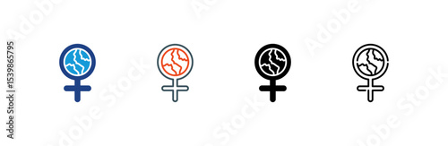 Womens Day icon set multiple style collection