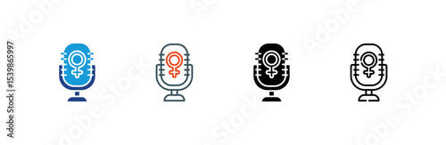 Microphone icon set multiple style collection