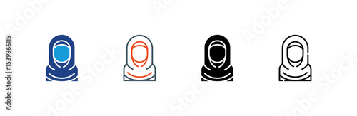 Woman icon set multiple style collection