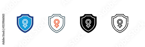 Shield icon set multiple style collection