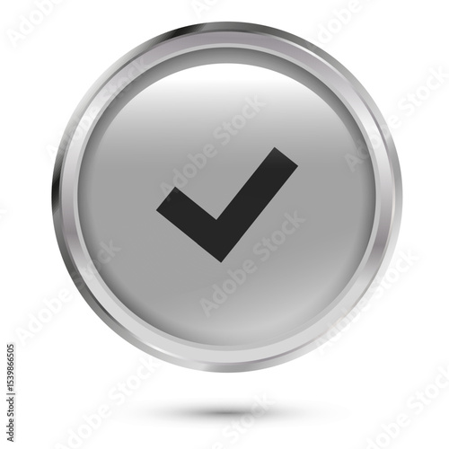 Gray glass button chack mark. Isolated on white background. EPS 10