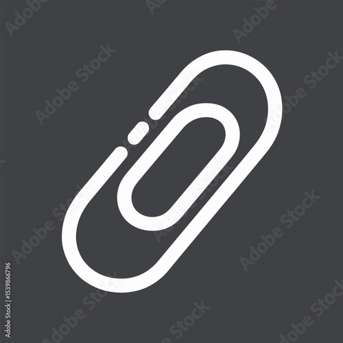Minimalist white paperclip icon on dark gray background for business and office concepts