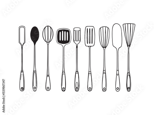 kitchen gadget basting brush simple line art drawing