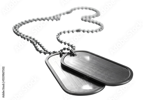 Military Dog Tags on Chain isolated on transparent baackground