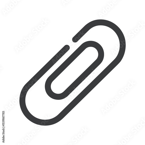 Simple monochrome illustration of a paperclip icon perfect for business and office concepts, representing connection and attachment on a white background.
