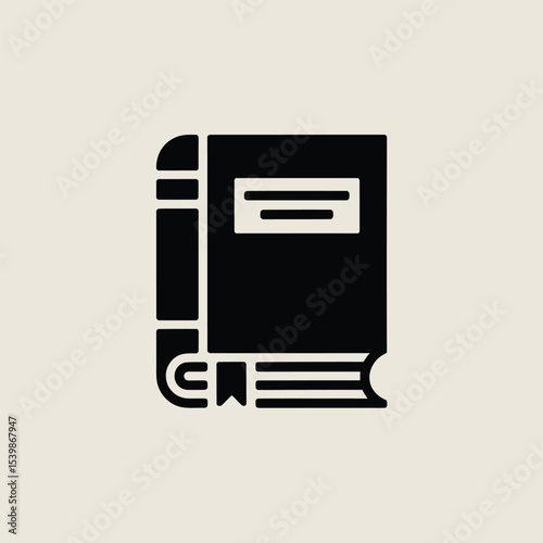 Simple vector illustration of a closed book featuring a bookmark for educational and literary concepts in minimalist style