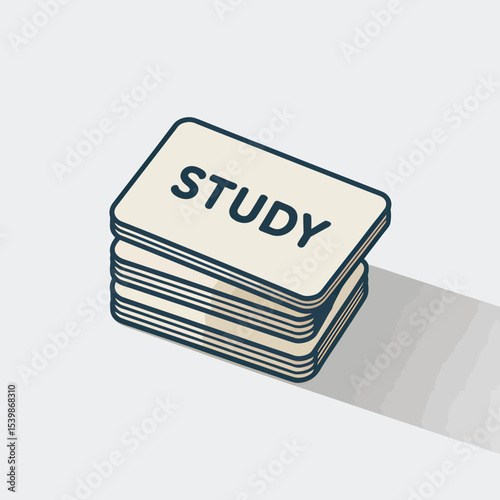 Stacked beige rectangular tiles representing study education concepts academic subjects learning and knowledge on a clean white background with soft shadows