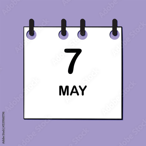 May 7. Daily Calendar icon for design. Simple design for business brochure, flyer, print media, advertisement. Easily editable.