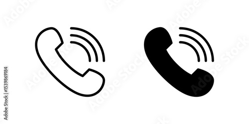 Phone Ring Icon Set. A black icon of a ringing phone, indicating an incoming call.