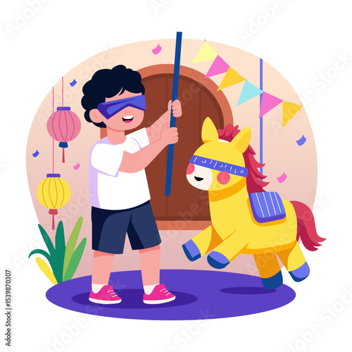 A flat style illustration showing hitting pianta