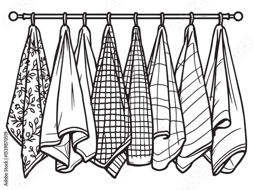 kitchen towel simple line art vector design illustration