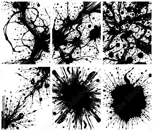 Abstract Ink Blots in Black and White
