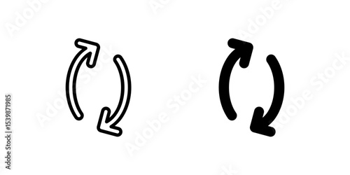 Sync Icon Set. A black icon of a sync symbol, representing data synchronization.