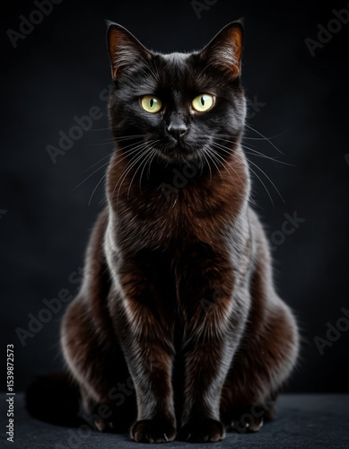 Black cat on black background. Generated by AI.