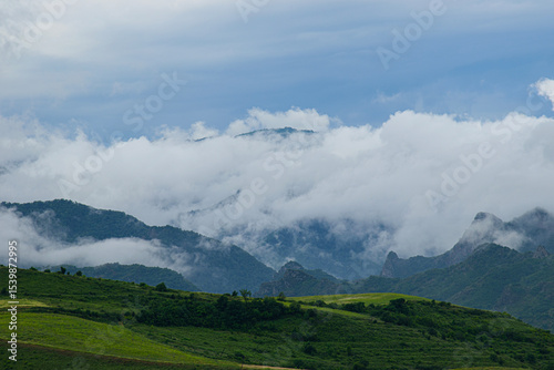 mountains and clouds
