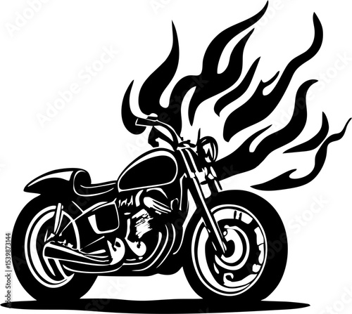 Flame silhouettes in classic 90s style, motorcycle and hot rod car style. Old school, retro tattoos Retro fire