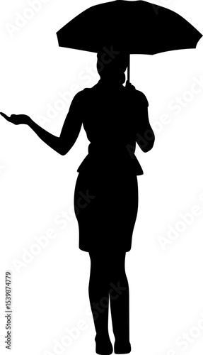 People With Umbrella Silhouette Element