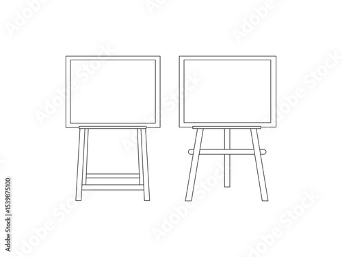 Artist easel icons set. Outline set of artist easel vector icons for web design isolated on a white background. Isometric set of easel vector icons outline. Blank Canvas Outline Icon.