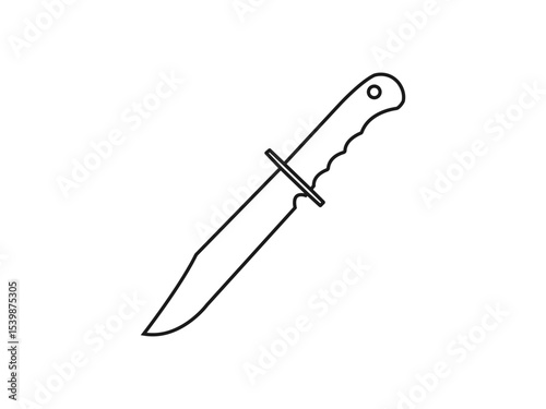 Vector outline classic knife icon. Simple black line drawing of a hunting knife. Vector Cutting Knife Outline Icon Design. That line icon is isolated on a white background.