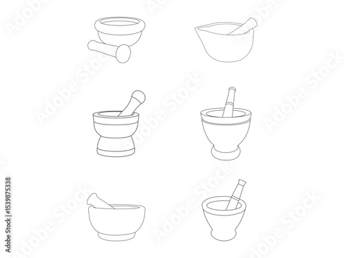 Mortar pestle icon. simple natural treatment flat design pictogram, infographic elements. Hand-drawn mortar and pestle vector illustration. Simple vector icon on a white background.