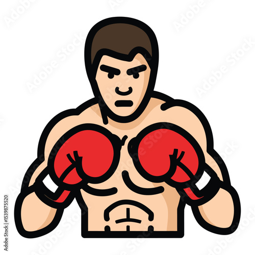 Dynamic flat vector illustration of a boxer ready to fight. Ideal for sports or fitness.