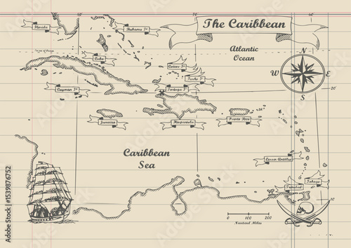 The Caribbean map Art & Illustration