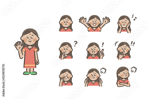 Vector illustrations of children's facial expressions