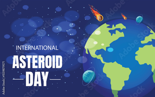 Asteroid Day: A striking illustration for International Asteroid Day, visualizing the cosmic threat of asteroids and the Earth amidst a dynamic space.