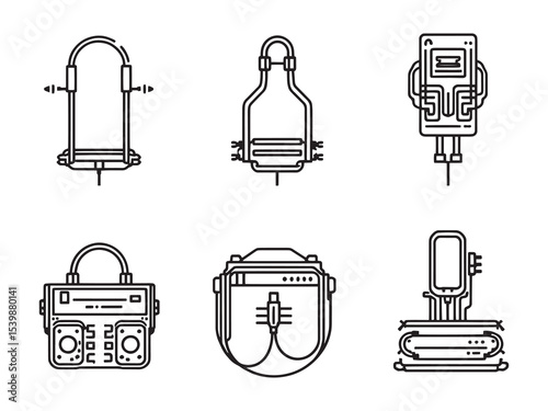 line drawing cable organizer neat electronic wire holder vector