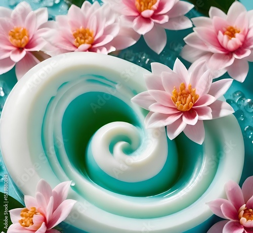 abstract flowers in water with soap