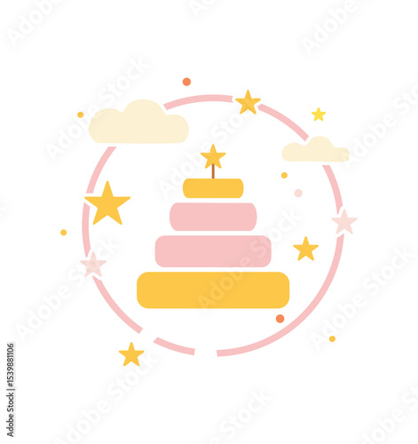 Cute Baby Girl Shower Vector Illustration