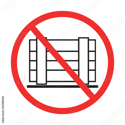 no stacking sign with shelves symbol in red circle and diagonal line, white background