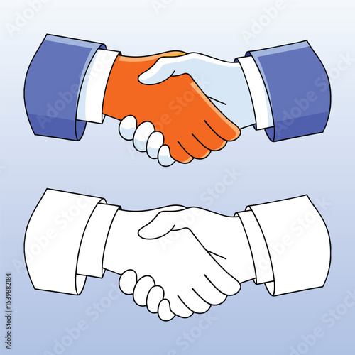 set of Business Deal Handshake – Merger and Partnership Teamwork clipart