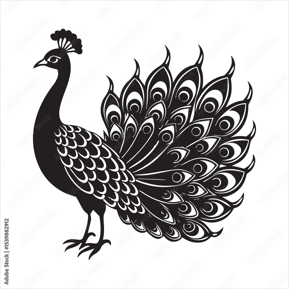 Fototapeta premium peacock silhouette vector illustration logo sticker