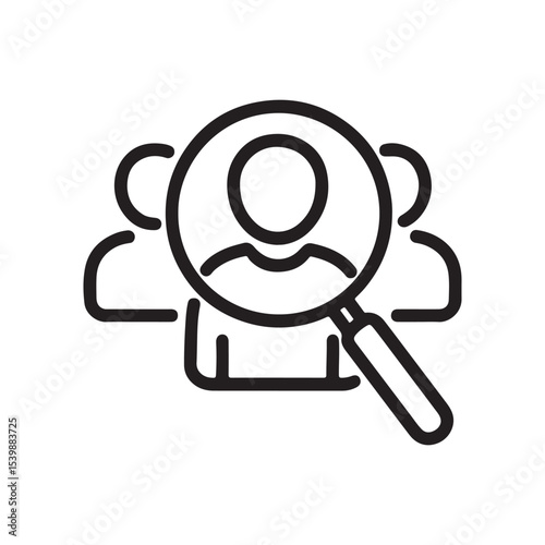 Searching for Talent An Icon of a Magnifying Glass Over a Group of People Illustrates Recruitment and Human Resources Concepts