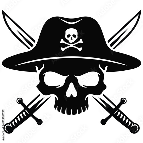 Skull emblem with bone background vector isolated white background