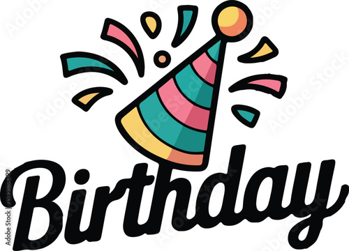 birthday party hat, conveying joy and excitement, perfect for celebrating special occasions.