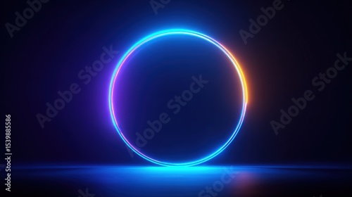 Wallpaper Mural Vibrant neon glowing circle with colorful light spectrum on dark background Torontodigital.ca