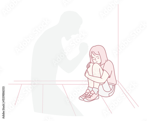 An illustration that powerfully shows a childs emotional distress, highlighting their deep fear and vulnerability