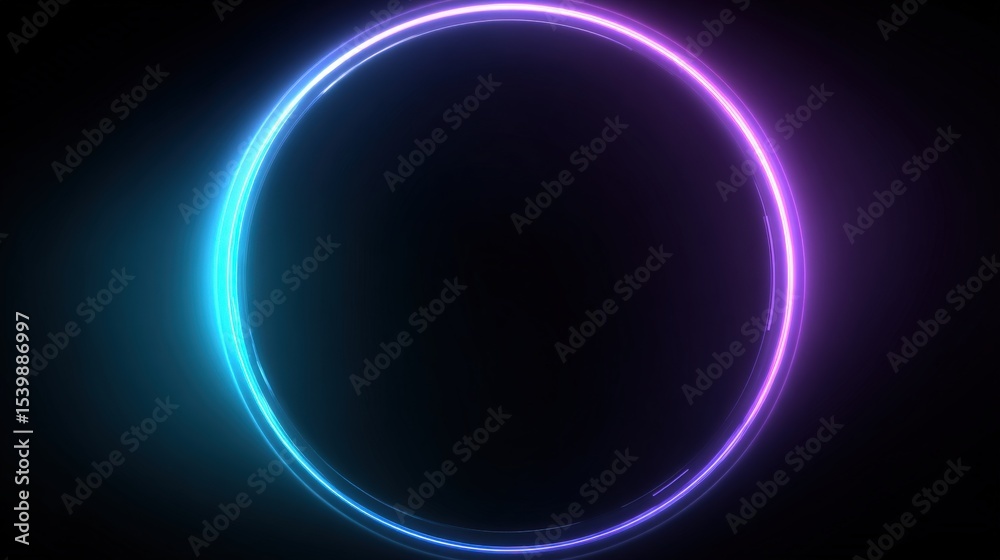 Obraz premium Bright Neon Circular Frame Glowing Light Illustration with Vibrant Colors