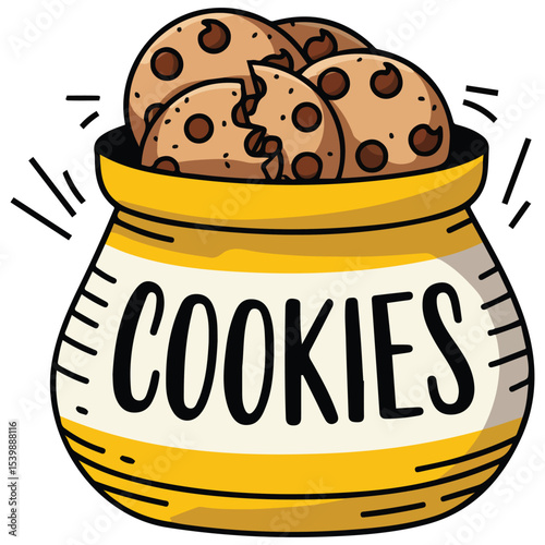 Chocolate chip cookies on plate vector isolated white background