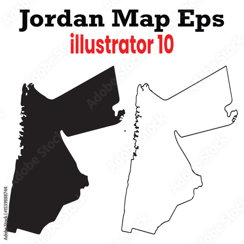 jordan map vector eps illustrator 10 editable silhouette and outline versions for cartography geography and design projects