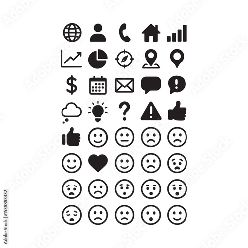 Business icons set, set of icons for web design, Set of 2 6 simple icons on white background vector elements such as internet, web, social media, user, search,