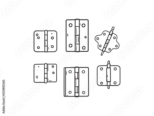 Minimal style hinge drawing for hardware illustrations